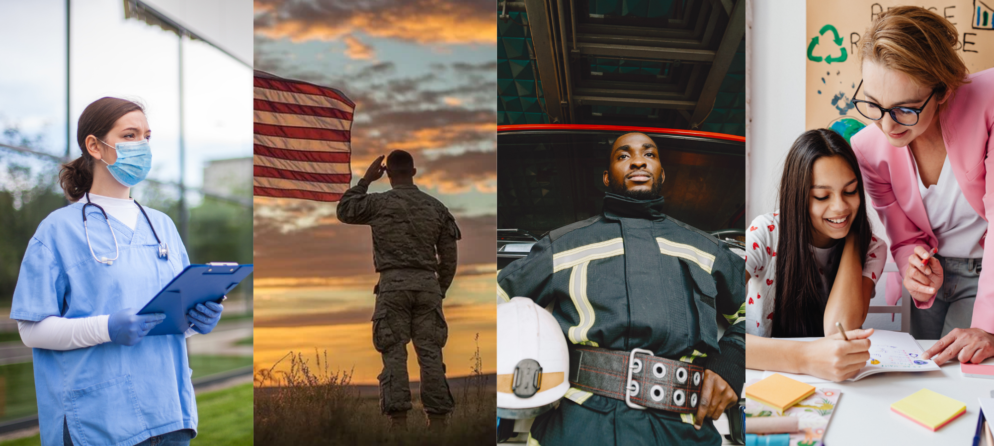 First responders, military, firefighters, and educators who qualify for rebates